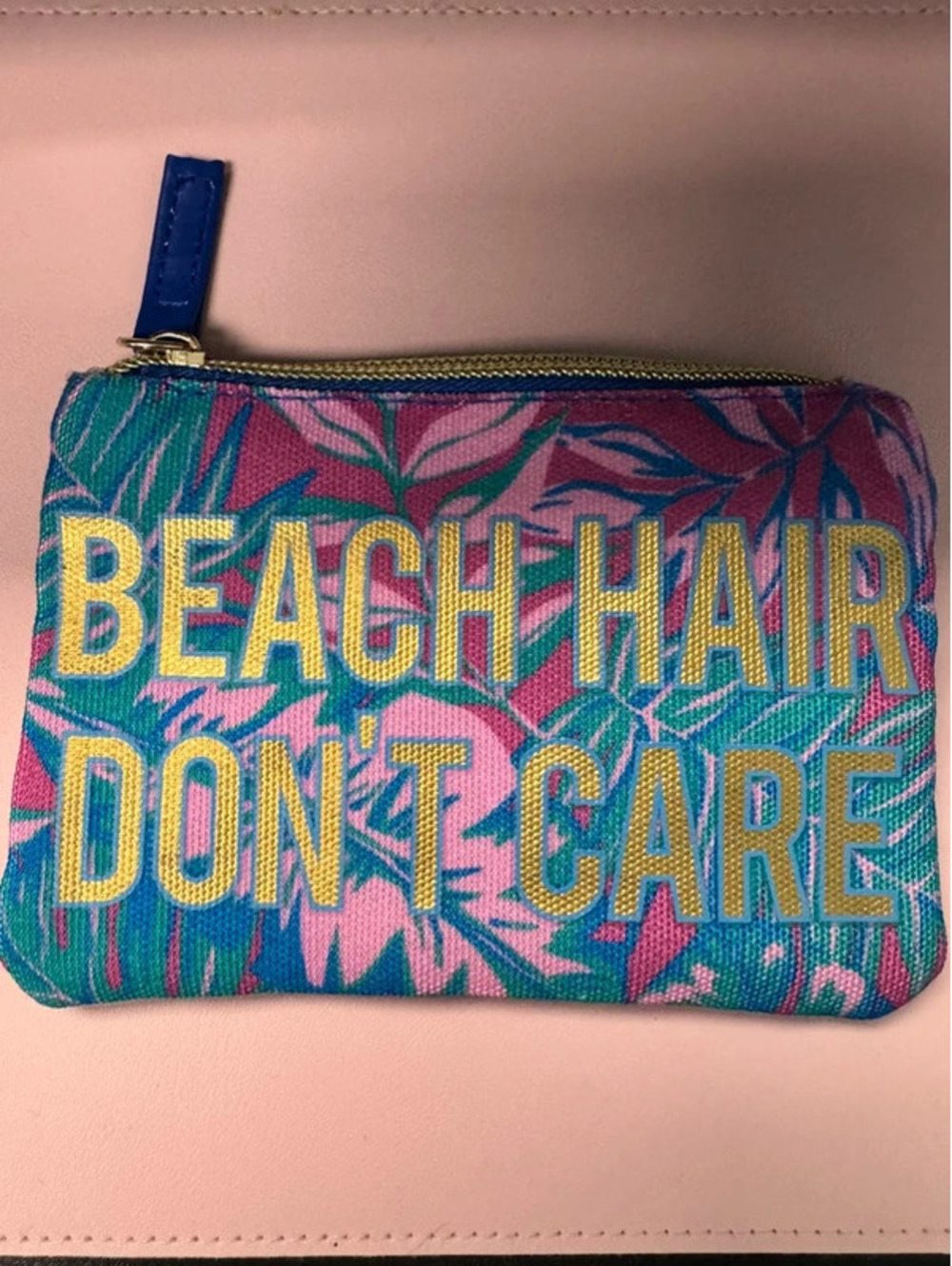Beach Hair Don’t Care Tropical Zipper Pouch Cosmetic Bag